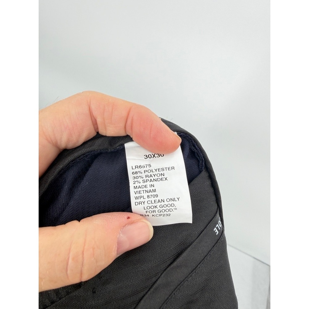 Kenneth Cole New York Dress Pants Navy Blue Slim Fit Basic Trousers 30x30 - Picture 7 of 8